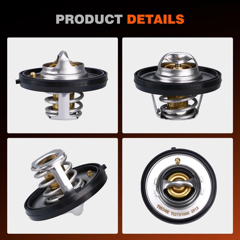 Techie Engine Thermostat 7420-195 Compatible with Jeep Commander,Grand Cherokee 3.7L,Coolant Thermostat For Ram 1500 2011-2013,Dodge Durango 2000-2009,for Chrysle Aspen 4.7L 2007-2009,195°F - Image 2